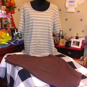 🤑💥White Stag Woman's Stretch Top & Jennifer Lauren Knee Length Shorts